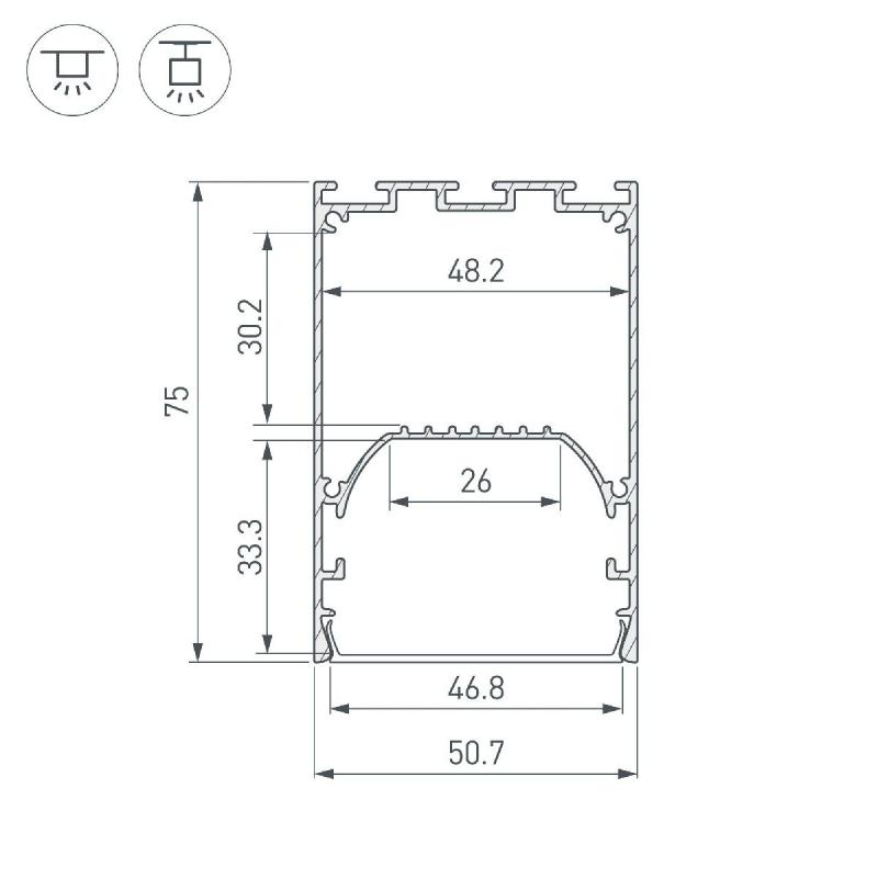 Алюминиевый профиль Arlight LINE-S-5075-2000 ANOD 041646