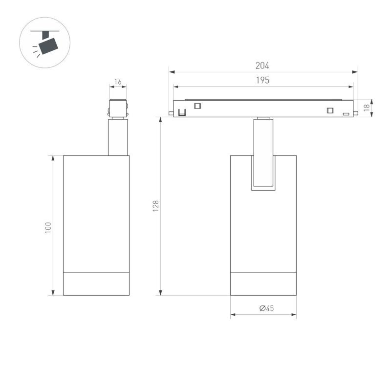 Трековый магнитный светильник Arlight MAG-ORIENT-SPOT-R45-12W Day4000-MIX (WH, 24 deg, 48V, TUYA Zigbee) (IP20 Металл) 061552
