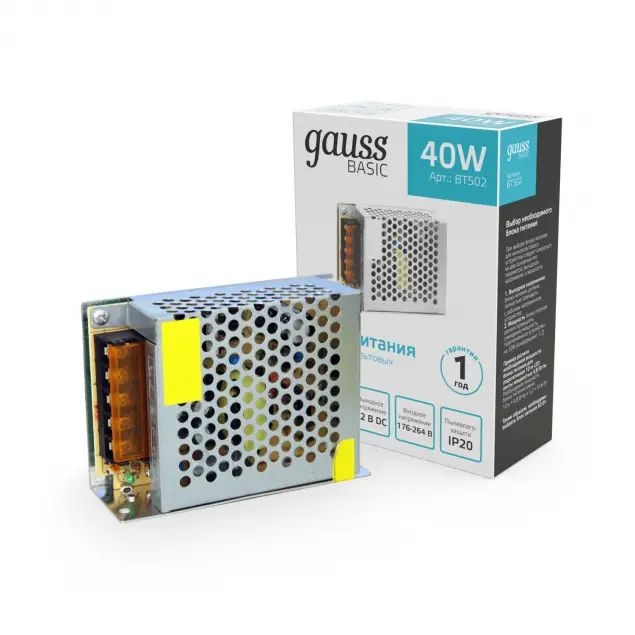 Блок питания Gauss Basic 40Вт DC12В IP20 BT502
