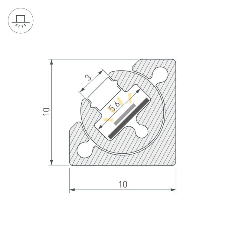 Профиль с экраном Arlight SL-KANT-H10-ROTATE-2000 CHAMPAGNE GOLD (Алюминий+пластик) 055323