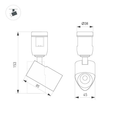 Трековый светильники Arlight ART-APRIORI-SPOT-TURN-R45-8W Warm3000 047797