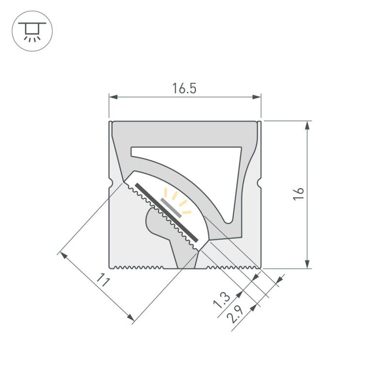 Силиконовый профиль Arlight WPH-FLEX-1616-TWIST-S11-10m WHITE (Силикон) 059570