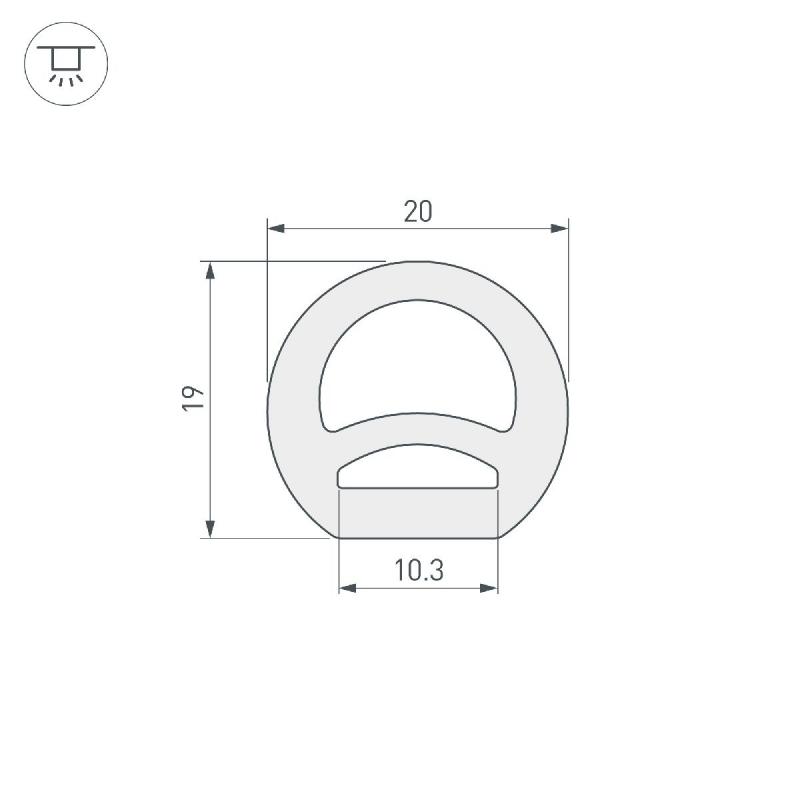 Силиконовый профиль Arlight WPH-FLEX-D20-TOP-S10-5m WHITE 040272