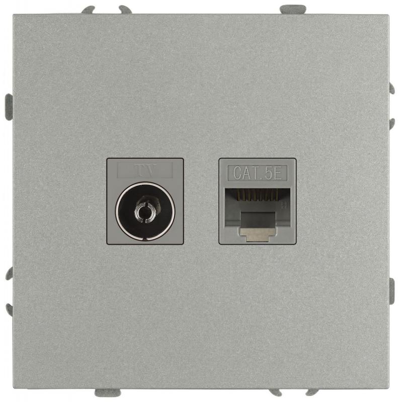 Розетка Эра Galaxy 15-3110-03 комбинированная RJ45+TV IP20 алюминий Б0070780