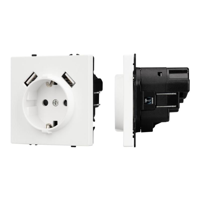 Розетка зк со шторками с USB тип А+А софт-тач белый кварц Arlight SCT-MUAA-SFPL-WH (250V, 16A) 054288(1)