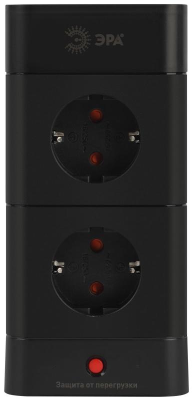 Сетевой фильтр ЭРА TWR-8es-1,5m-4USB-B башня с защитой заземлением с выключателем 8 розеток+4xUSBA+C 1,5м 16А черный Б0069072