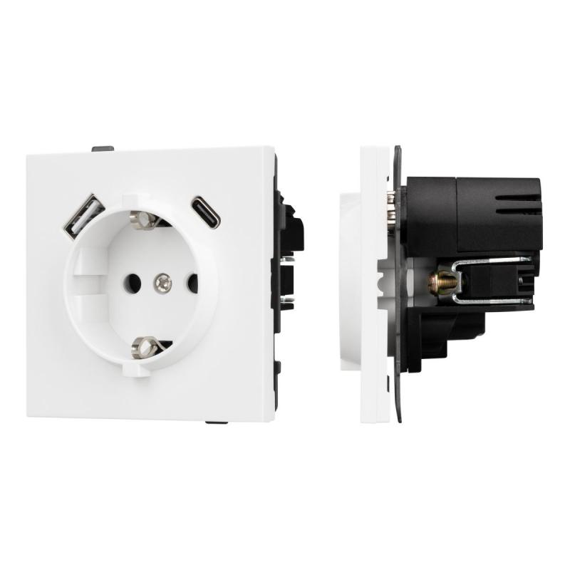 Механизм розетки с USB зарядкой Arlight SCT-TENDO-MUAC-PL-WH (230V, 16A) 054086