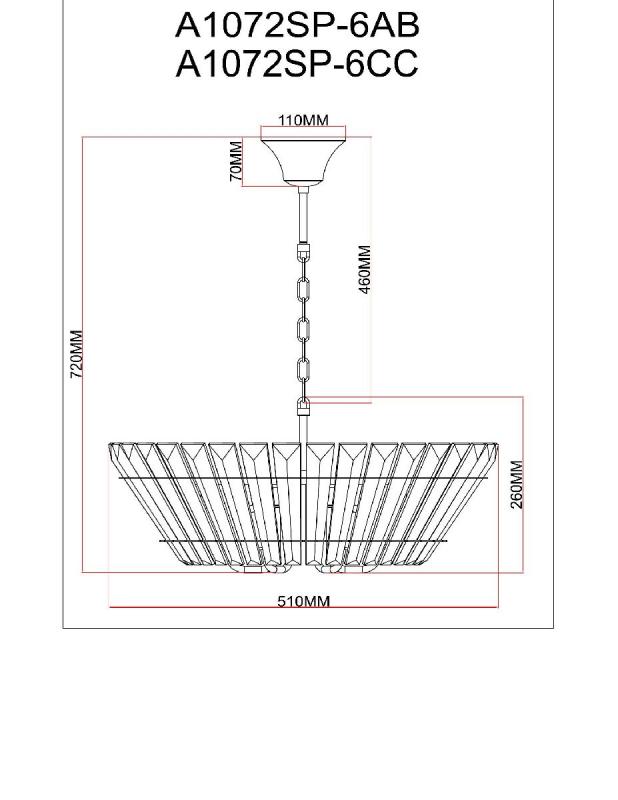 Подвесная люстра Arte Lamp Florizel A1072SP-6AB