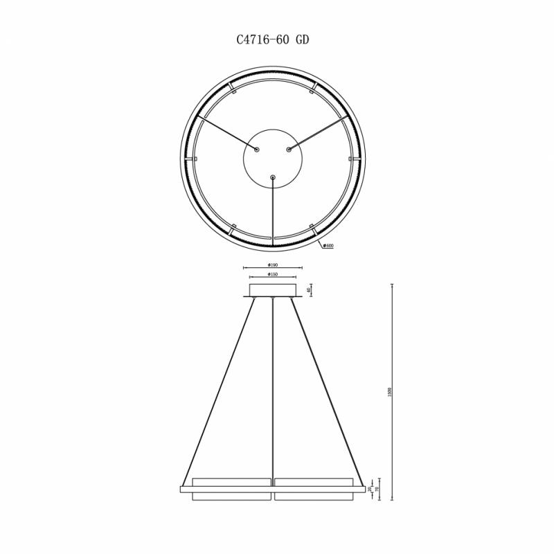 Подвесная люстра iLedex Meridian C4716-60 GD