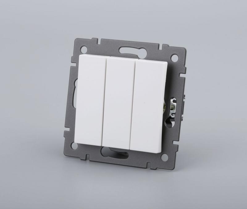 Механизм выключателя трехклавишный непроходной Arlight SWT-MK03-PL-WH-V (250V, 10A) 049896