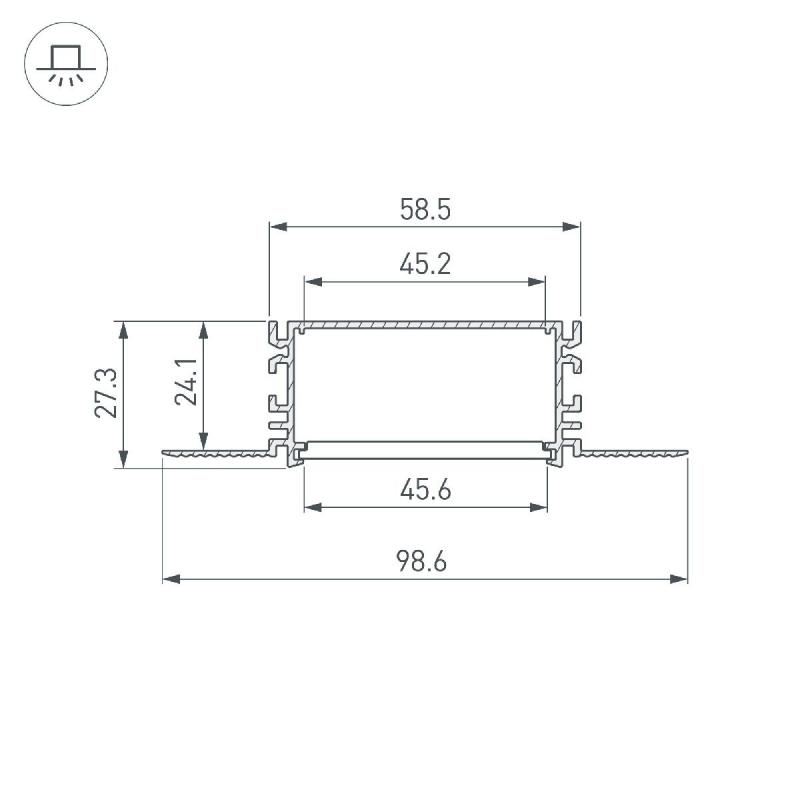 Профиль Arlight FANTOM-BENT-W49-SIDE-2000 ANOD 046423