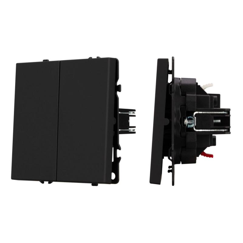 Механизм выключателя двухклавишный непроходной Arlight SWT-NOBE-MK02-SFPL-BK (230V, 10A) 054252