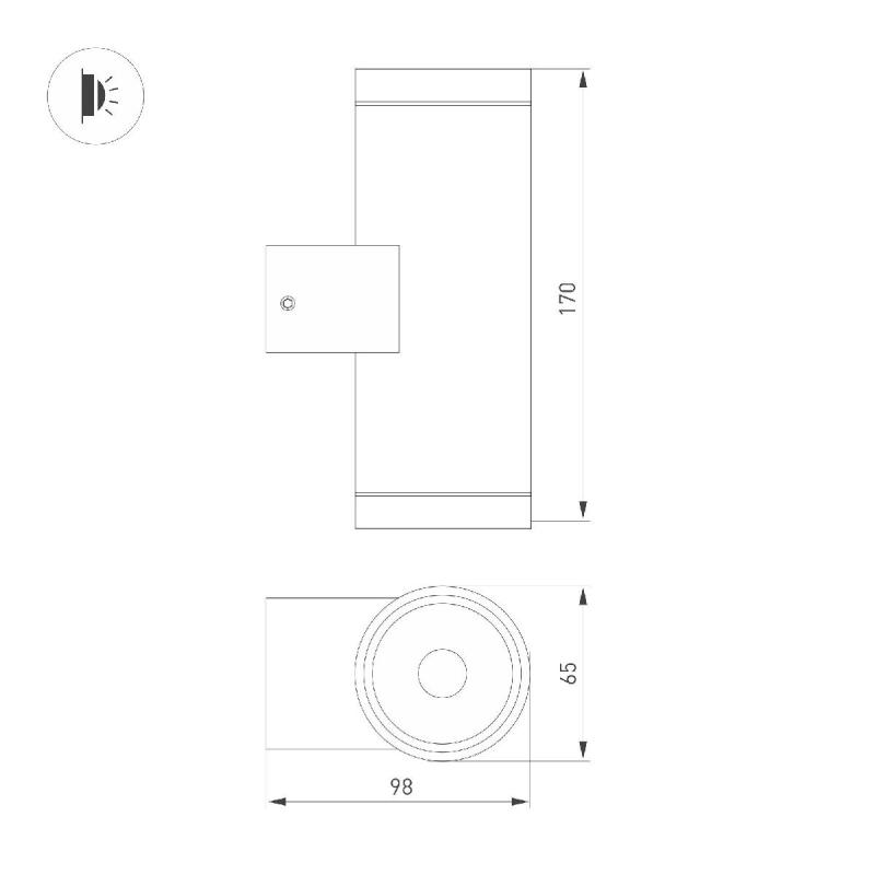 Уличный настенный светильник Arlight LGD-RAY-WALL-TWIN-R65-2x9W Warm3000 (GR, 23 deg, 230V) 038154