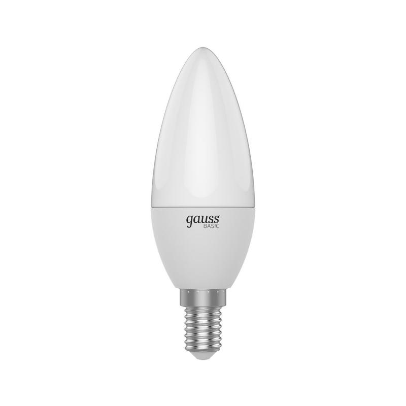 Лампа светодиодная Gauss Basic E14 5,5W 3000K Свеча белая (3 шт.) 1033116K