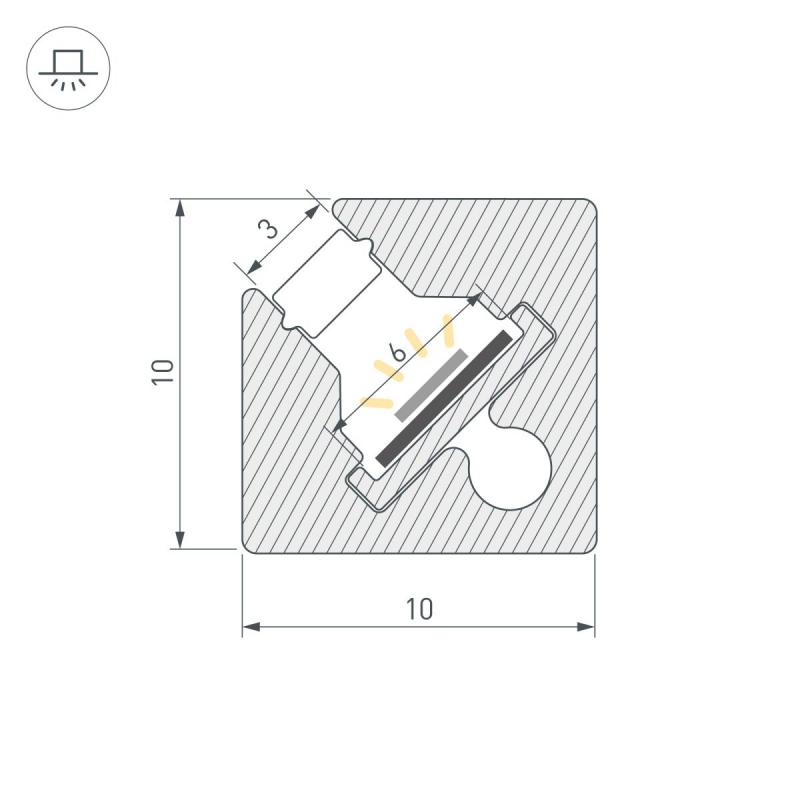 Профиль с экраном Arlight SL-KANT-H10-SQUARE-2000 IRON GREY (Алюминий+пластик) 055325
