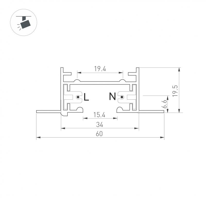 Шинопровод Arlight LGD-2TR-TRACK-F-1000-WH-M (C) 038670